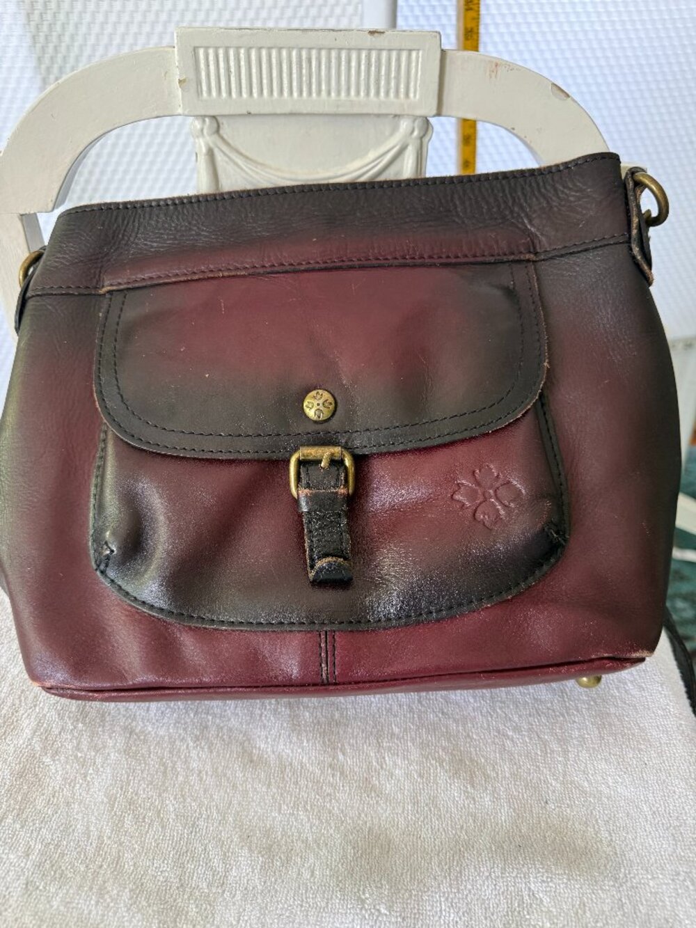 PATRICIA NASH LEATHER CROSSBODY BURGUNDY/BLACK BAG